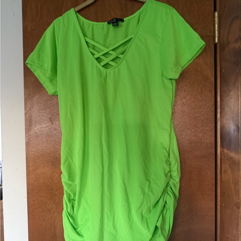 Love Neon Green Criss-Cross Top